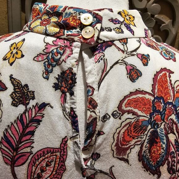 J Jill M Floral Mock Neck Tank Top Sleeveless Blouse Boho Cottagecore Romantic - Picture 8 of 9